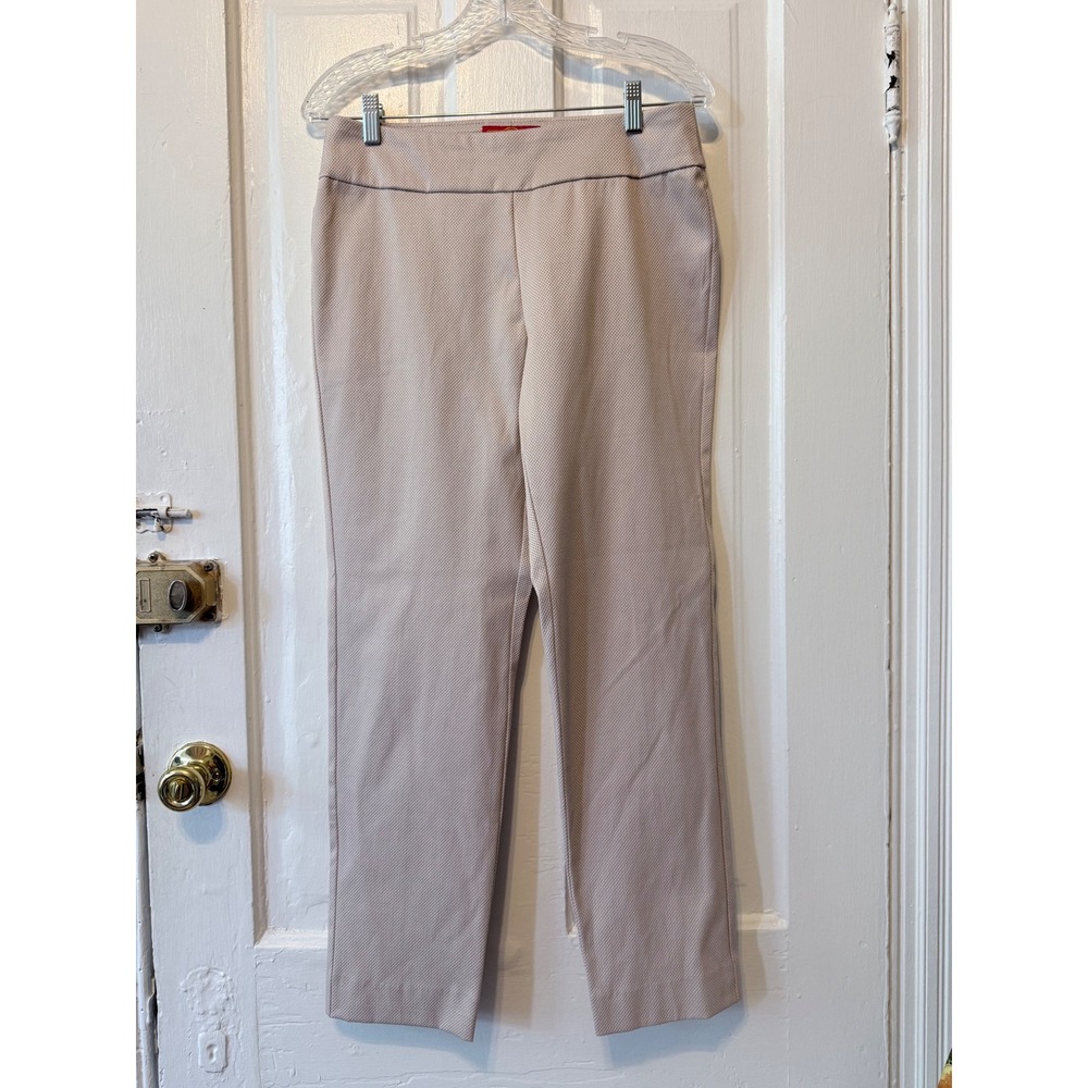 Krazy Larry Womens Beige Textured Pull On Ankle Pants Straight Leg Size 6 USA